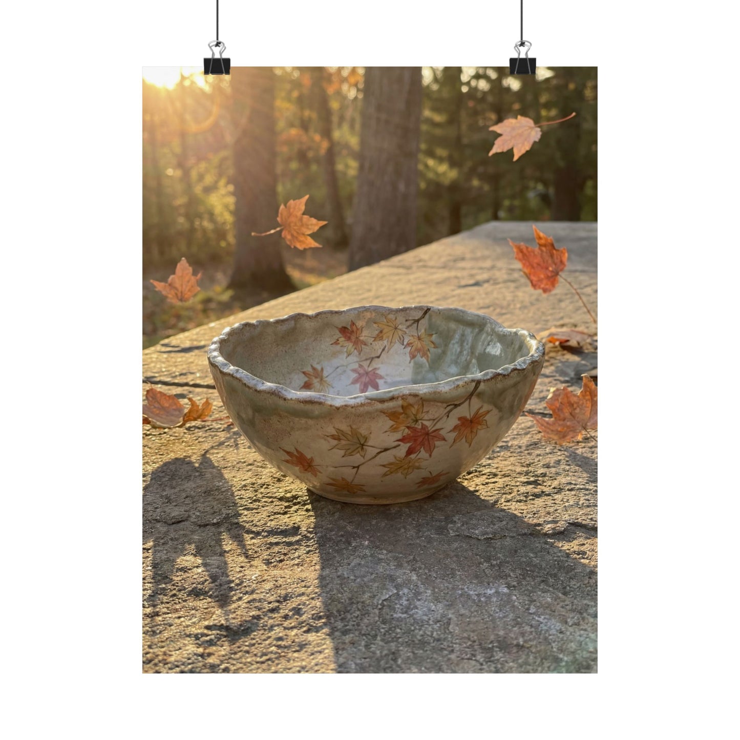 Warm Ceramic Bowl Wall Art Print - Japanese Pattern Japandi Art Print