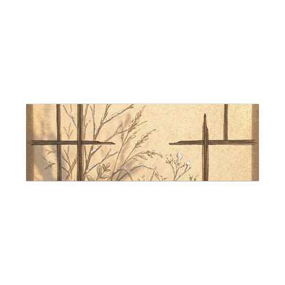 Shoji Screen Canvas Art | Winter Japandi Minimal Line Art