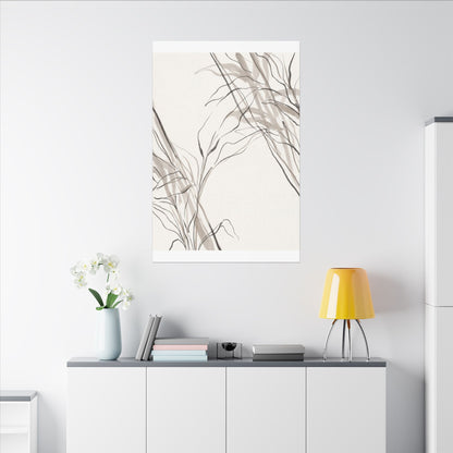 Neutral Shoji Screen Canvas Art - Minimal Line Japandi