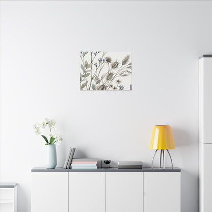 Dried Flowers Canvas Art | Summer Japandi Watercolor Art