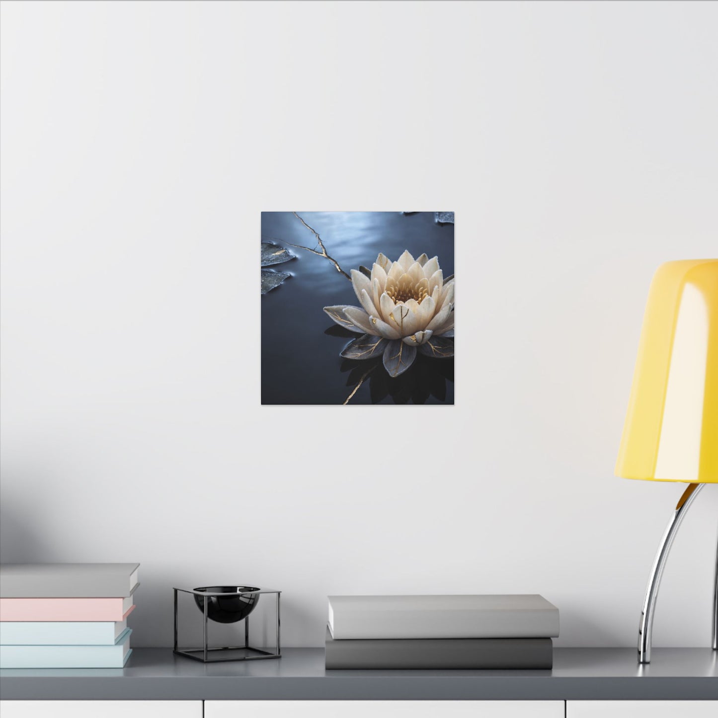 Beautiful Lotus Flower Canvas Art - Gold Vein Kintsugi