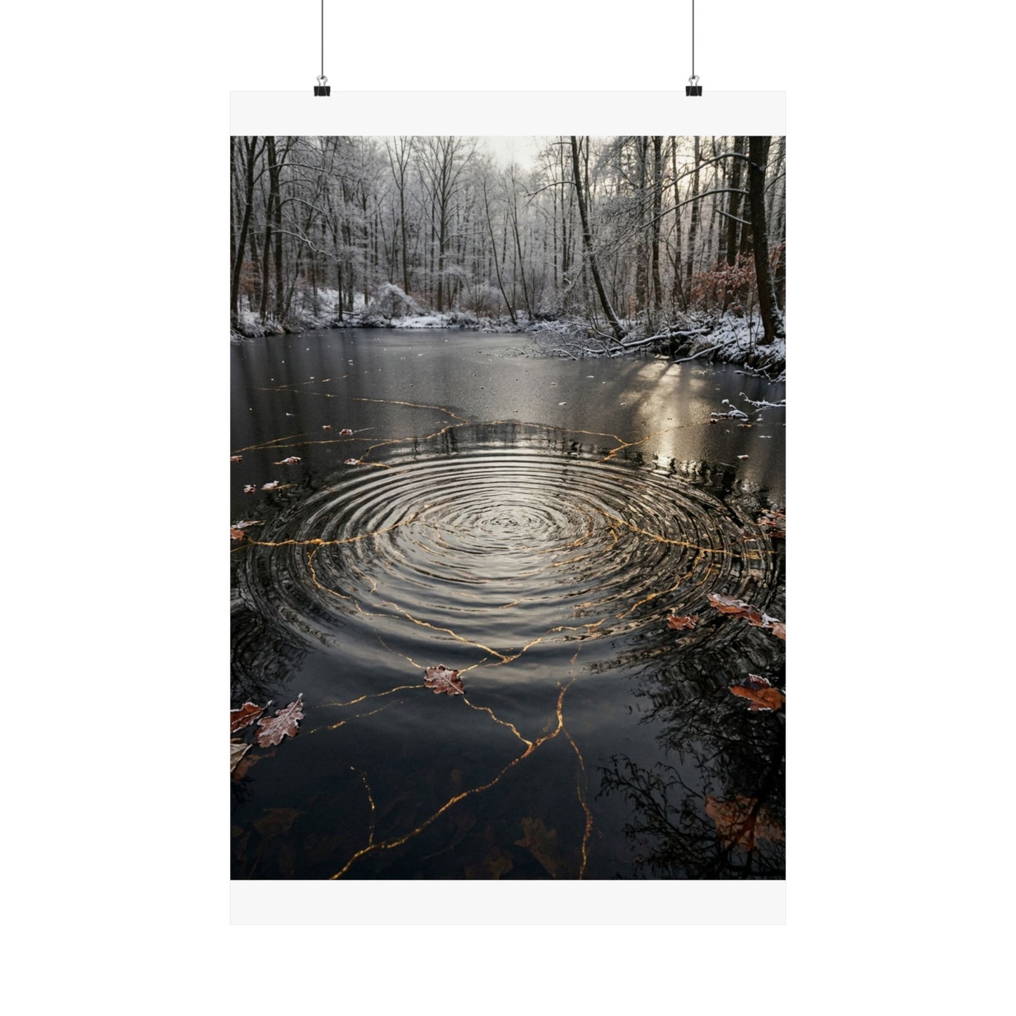 Water Ripple Wall Art Print | Winter Kintsugi Broken Beauty Art