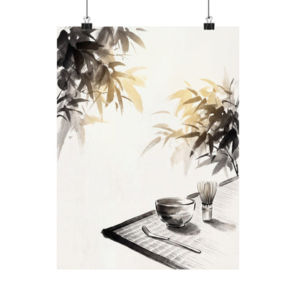 Tea Ceremony Wall Art Print | Summer Zen Sumi E Art