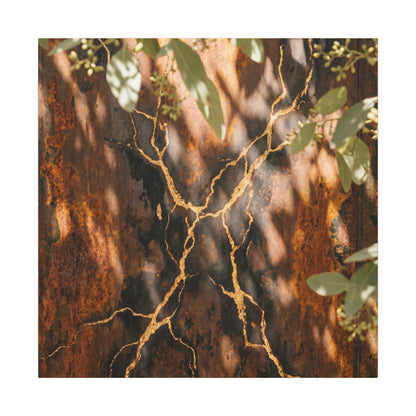 Kanso Rust Patina Canvas Art - Kintsugi Gold Vein