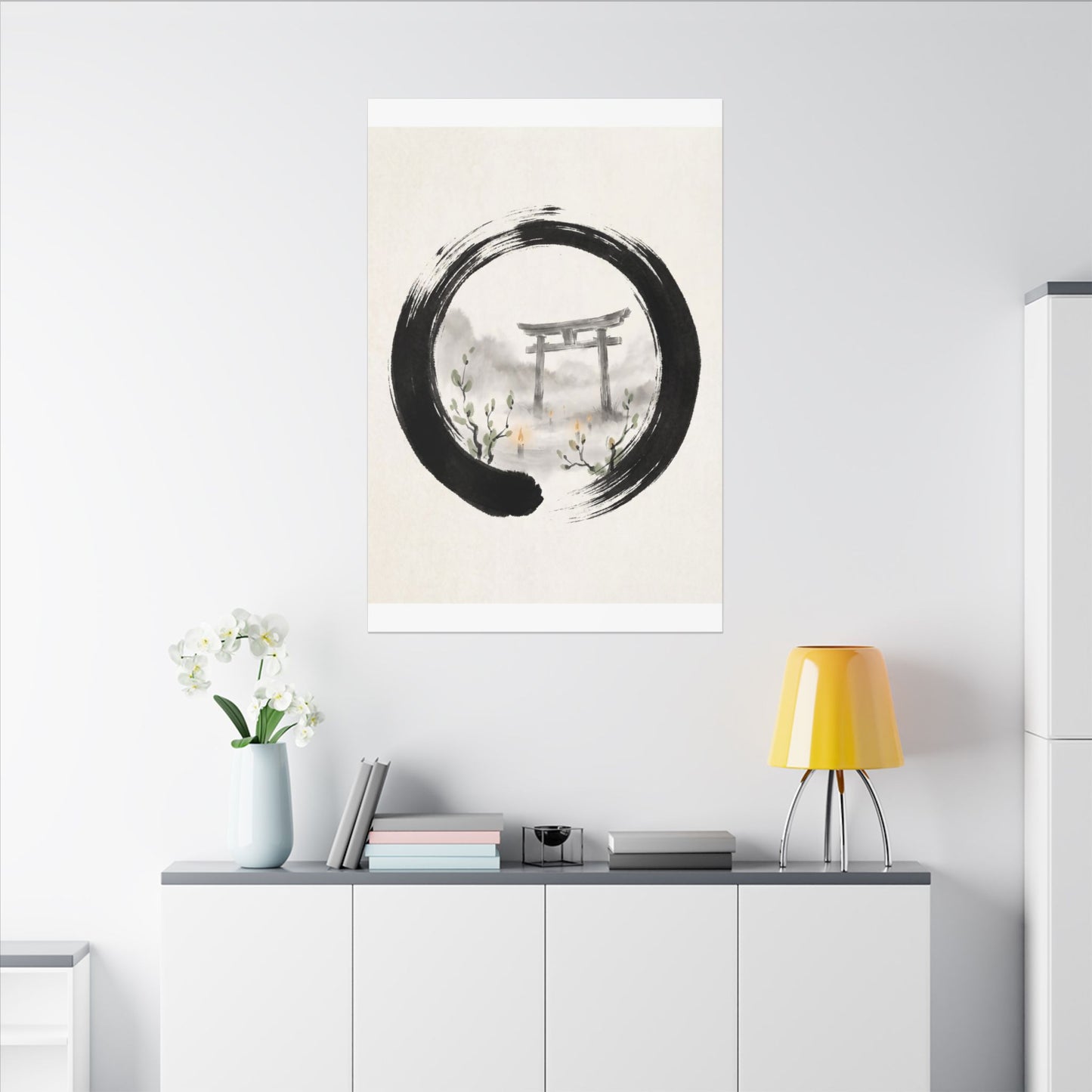 Spring Torii Gate Enso Canvas Art | Tranquil Decor