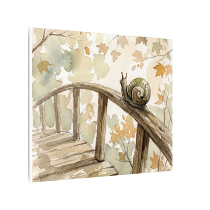 Wooden Bridge Canvas Art | Autumn Japandi Watercolor Art