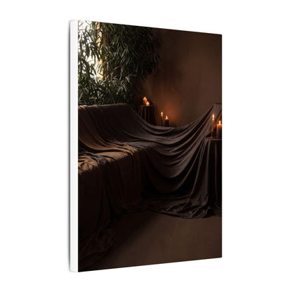 Candlelight Silk Drape Canvas Art - Dark Japandi Ma