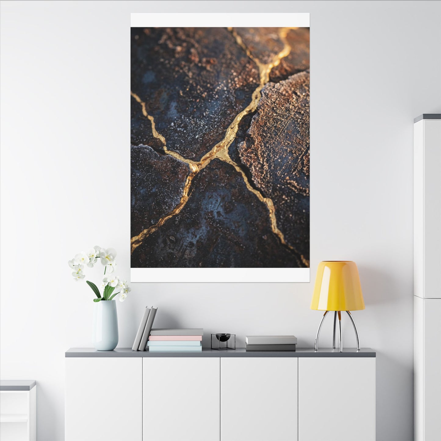 Winter Rust Patina Gold Vein Canvas Art | Resilient Decor