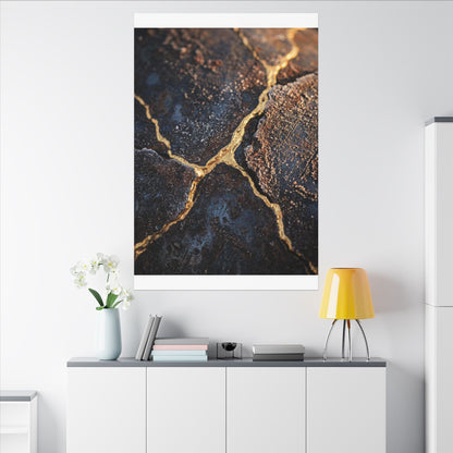 Winter Rust Patina Gold Vein Canvas Art | Resilient Decor
