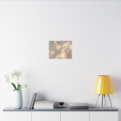 River Stones Minimal Line Canvas Art | Earthy Japandi Art