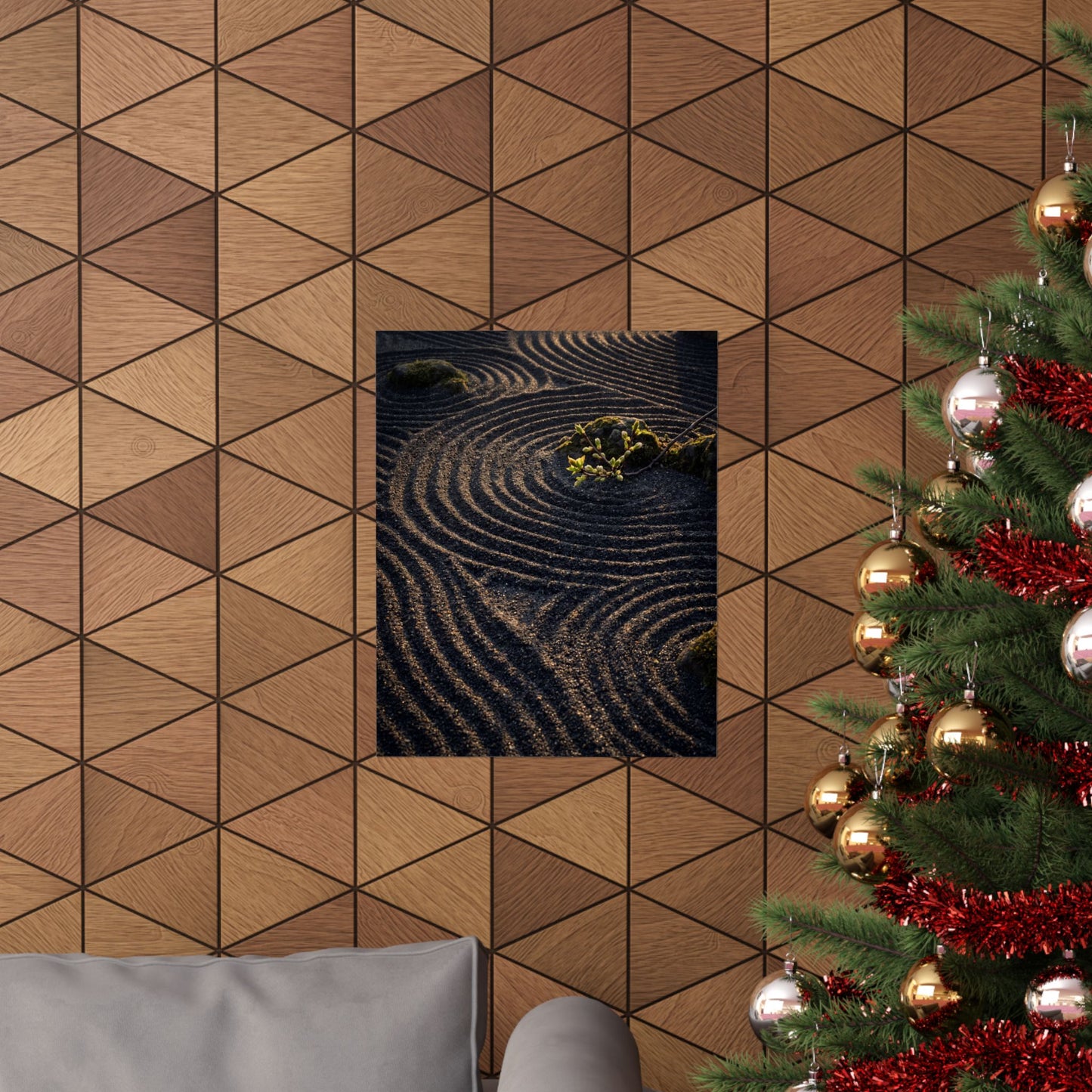 Rock Garden Shadow Zen Wall Art Print | Atmospheric Dark Japandi Art