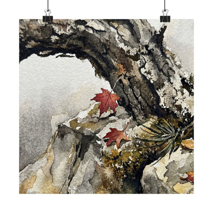 Autumn Pine Tree Watercolor Wall Art Print | Elegant Decor Art Print