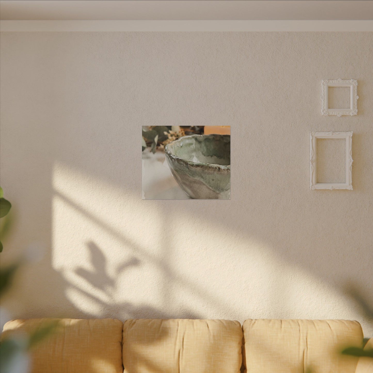 Ceramic Bowl Canvas Art | Summer Japandi Watercolor Art