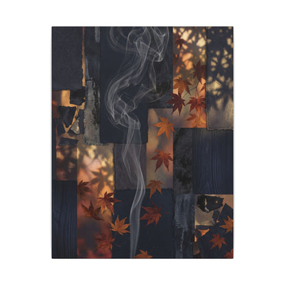 Luxurious Incense Smoke Canvas Art - Dark Texture Dark Japandi