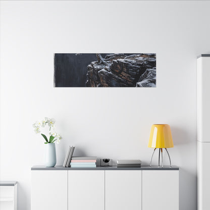 Dark Japandi Pine Tree in Dawn | Dark Texture Canvas Art