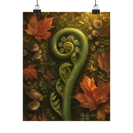 Enchanting Fern Unfurling Wall Art Print - Forest Whimsy Cottagecore