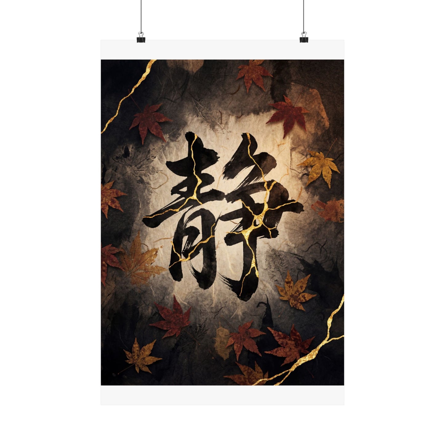 Seijaku Calligraphy Wall Art Print - Kintsugi Gold Repair Art Print