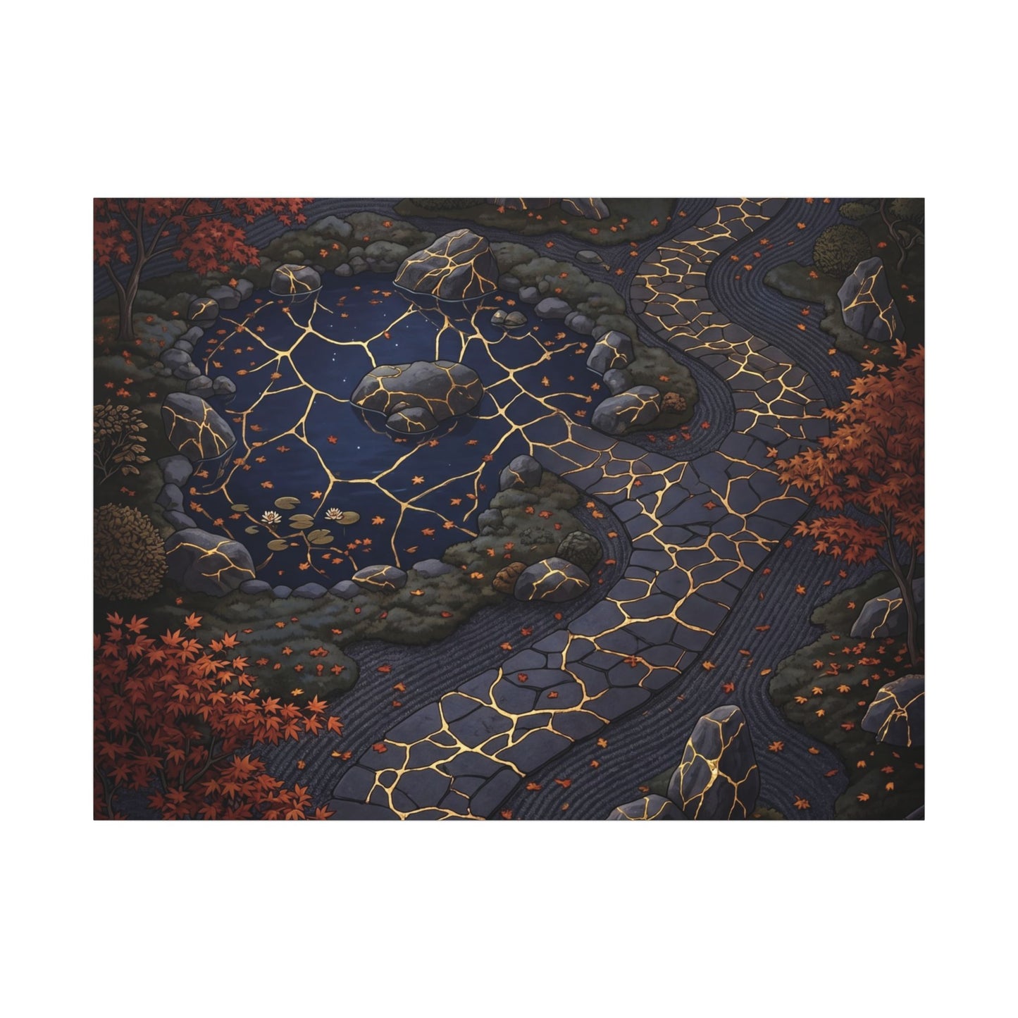 Moonlit Garden Gold Vein Canvas Art | Resilient Kintsugi Art