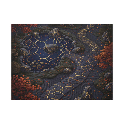 Moonlit Garden Gold Vein Canvas Art | Resilient Kintsugi Art