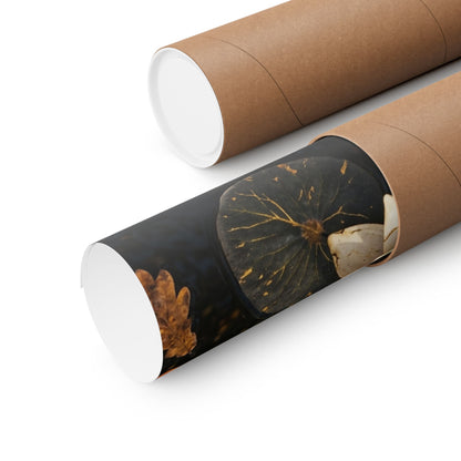 Lotus Flower Wall Art Print | Autumn Kintsugi Gold Repair Art