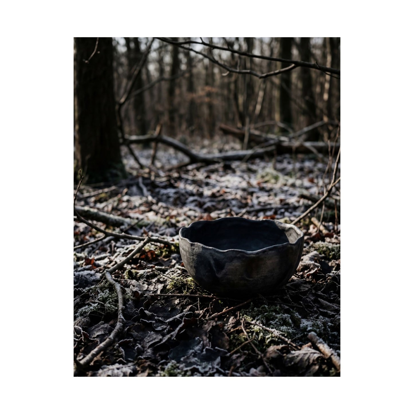 Atmospheric Ceramic Bowl Wall Art Print - Shadow Zen Dark Japandi Art Print