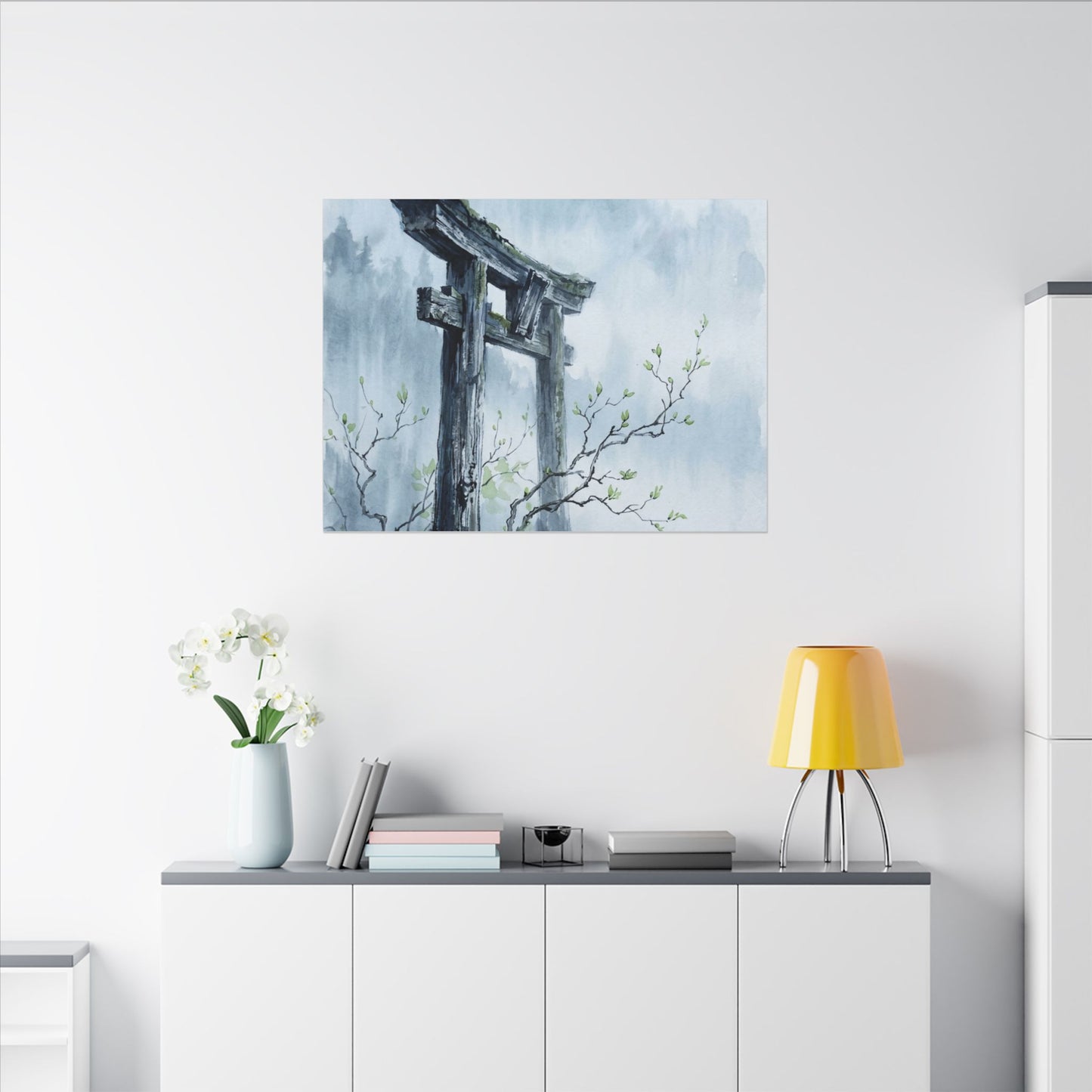 Torii Gate Canvas Art | Spring Zen Sumi E Art