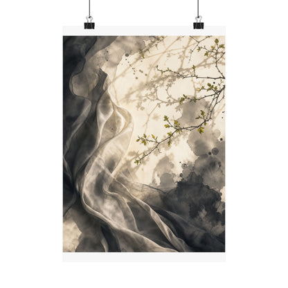 Silk Drape Spring Wall Art Print | Japandi Earthy Design