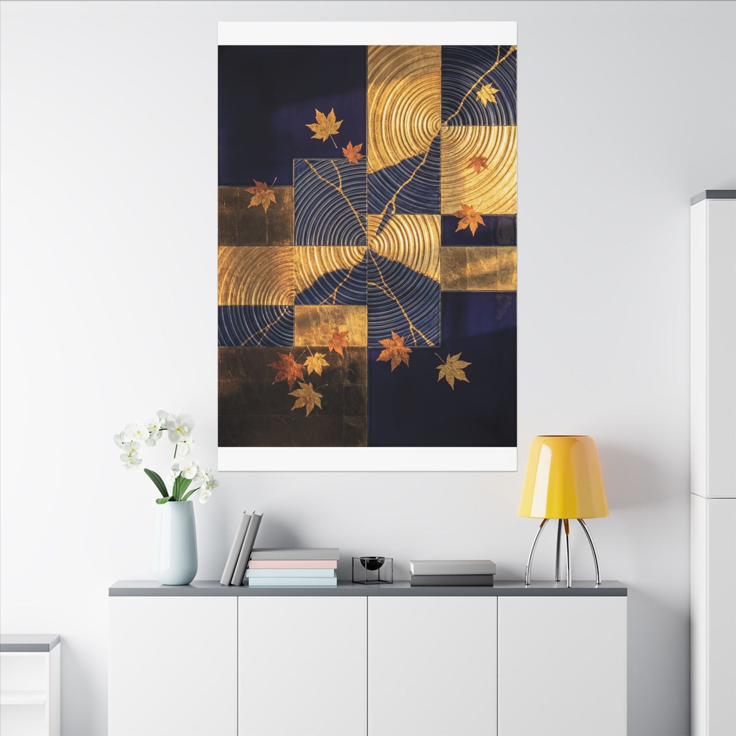 Autumn Water Ripple Crackle Gold Canvas Art | Artful Decor
