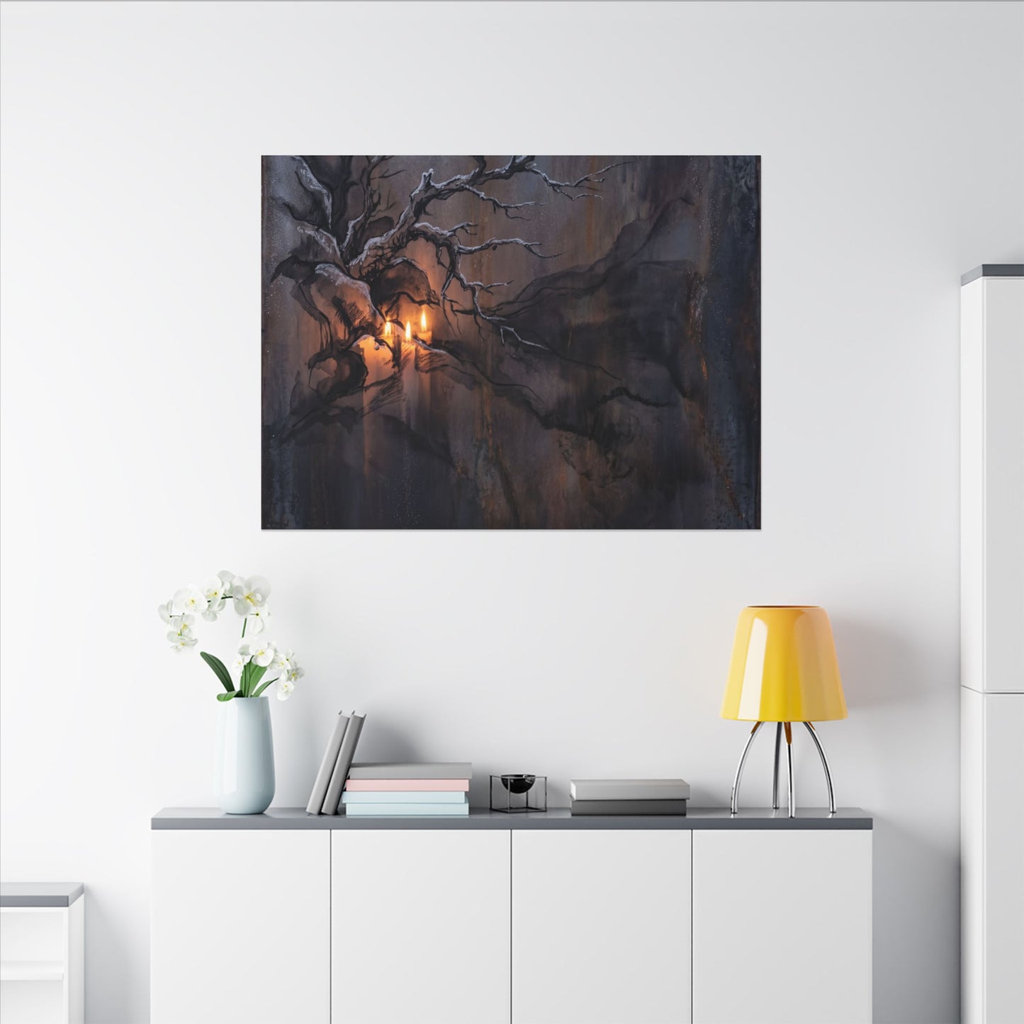 Winter Rust Patina Charcoal Ink Canvas Art | Atmospheric Decor