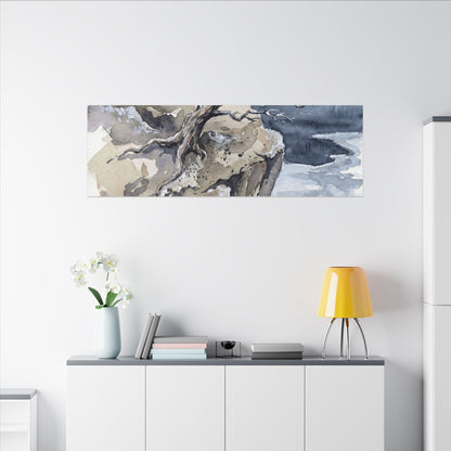 Pine Tree Canvas Art | Winter Japandi Watercolor Art