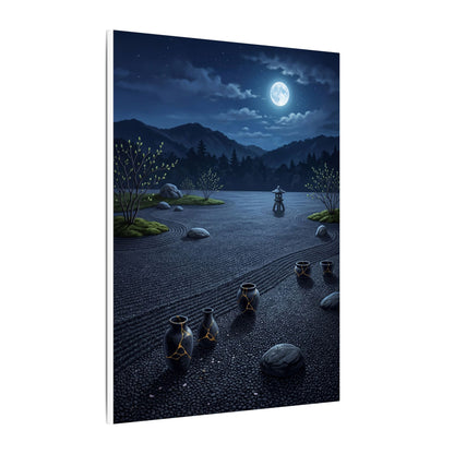 Kintsugi Moonlit Garden in Moonlight | Gold Repair Canvas Art