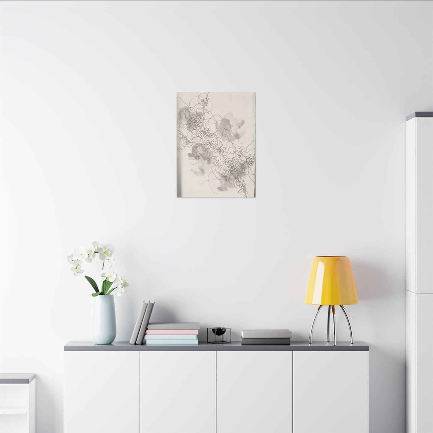 Shadow Play Spring Canvas Art | Dark Japandi Sophisticated Design