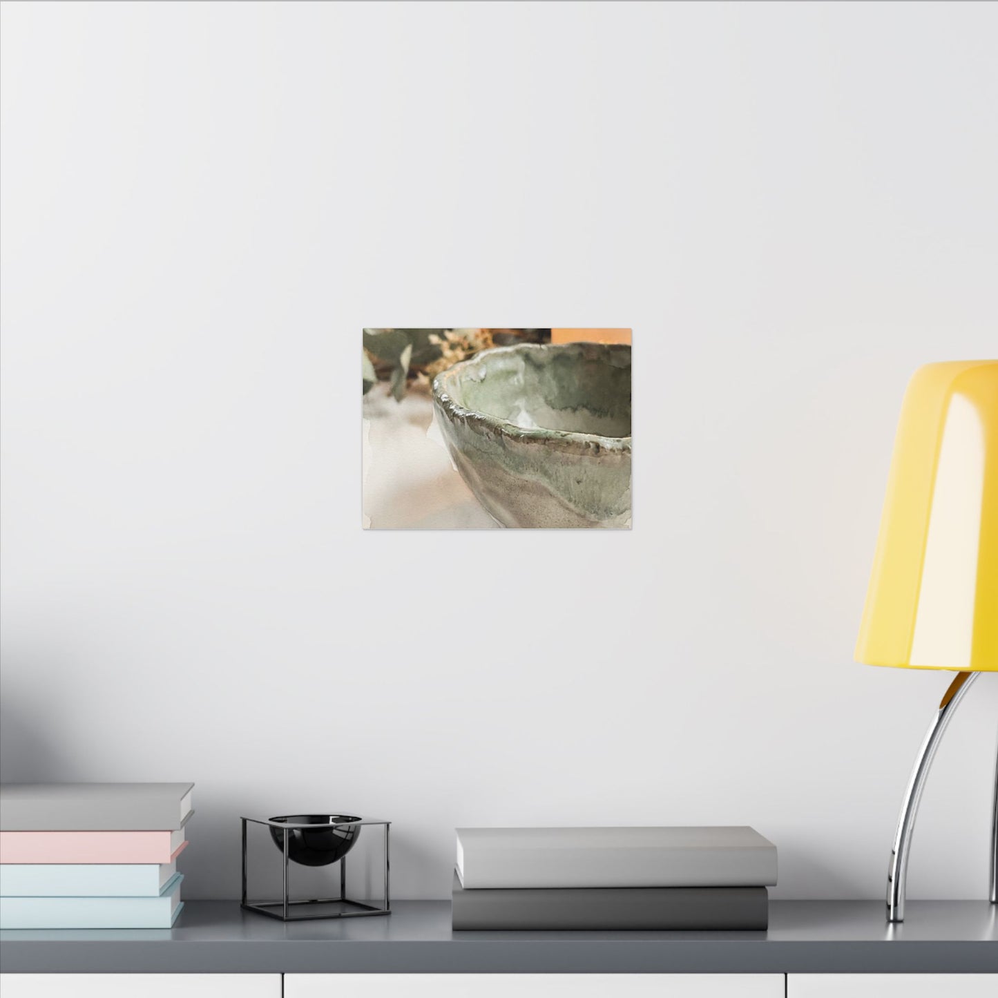 Ceramic Bowl Canvas Art | Summer Japandi Watercolor Art