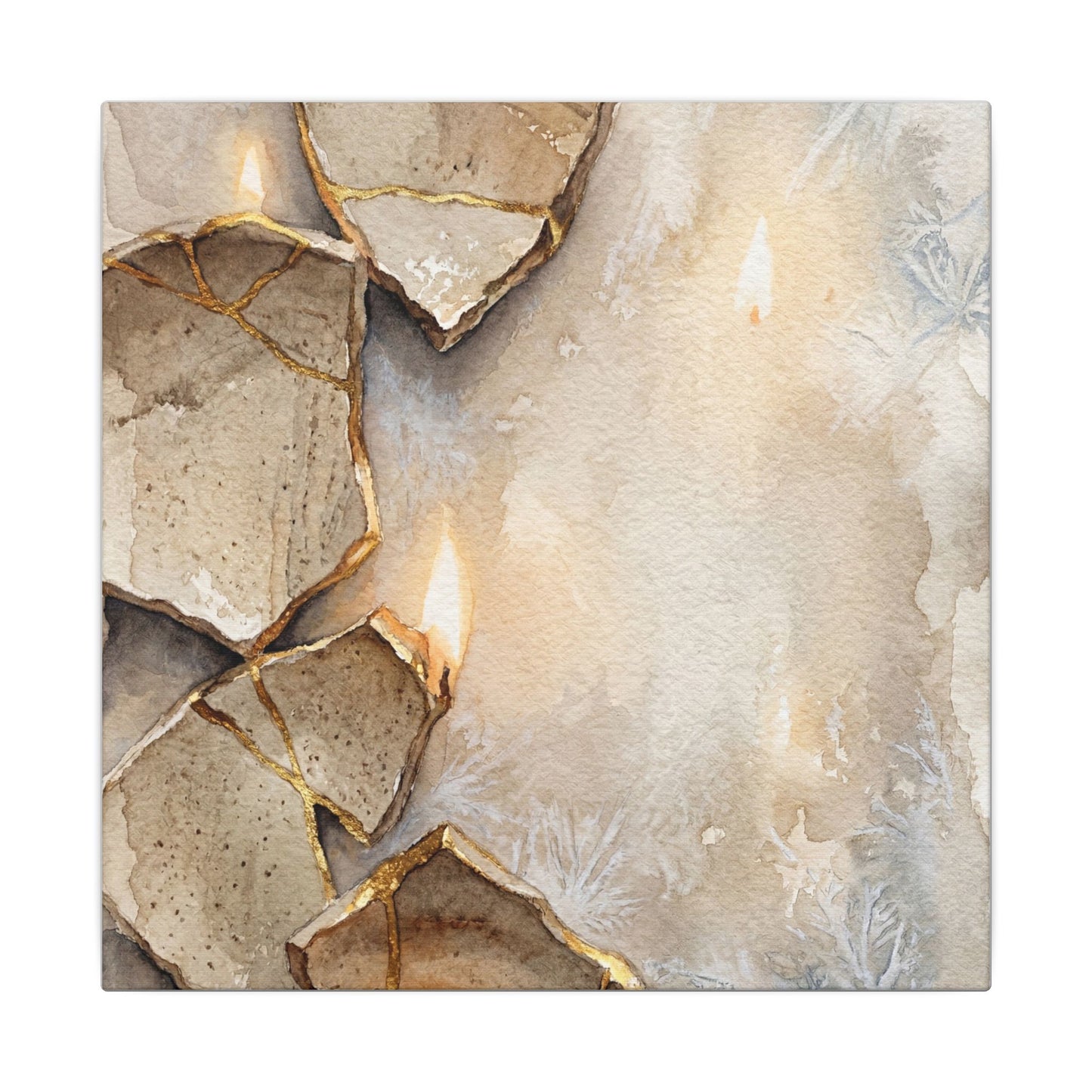 Broken Pottery Winter Canvas Art | Japandi Warm Design