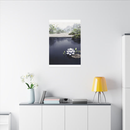 Lotus Flower Karesansui Canvas Art | Tranquil Zen Art