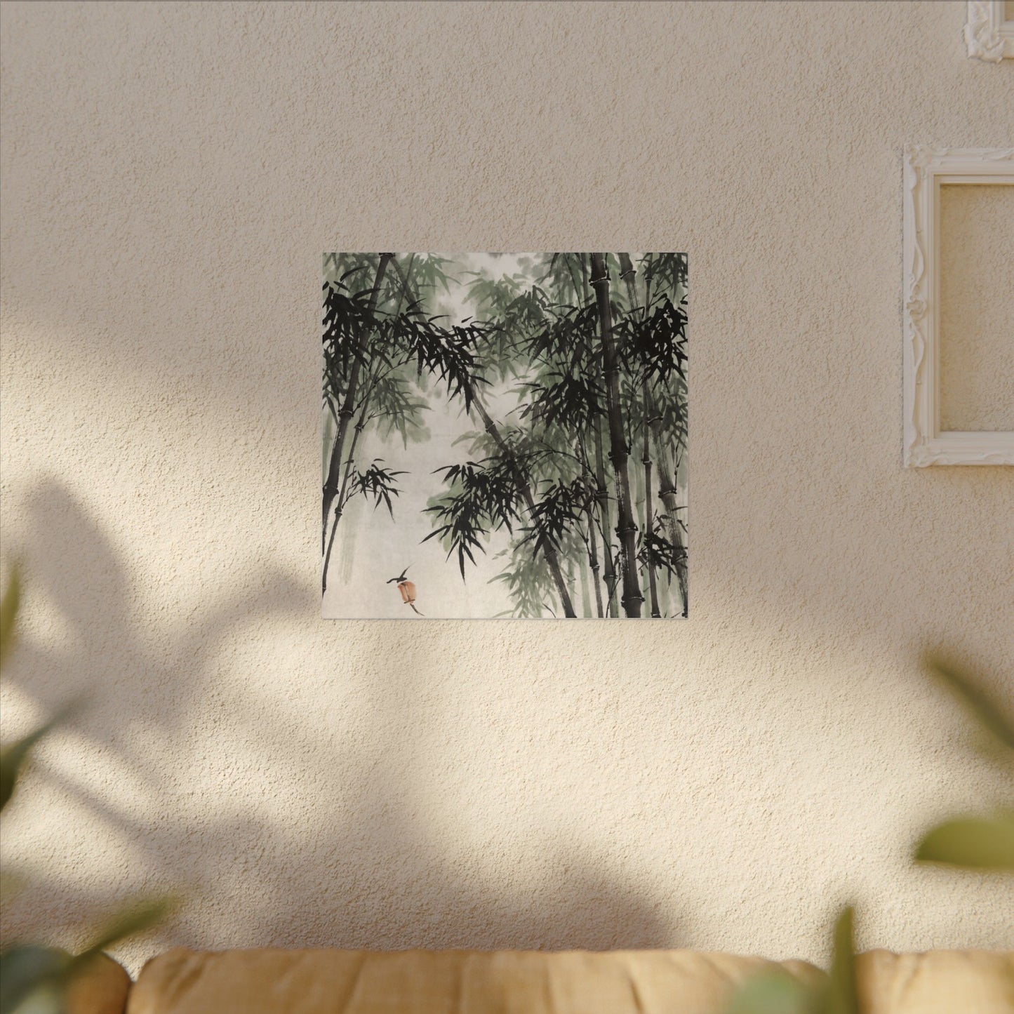 Zen Bamboo Grove in Overcast | Sumi E Canvas Art
