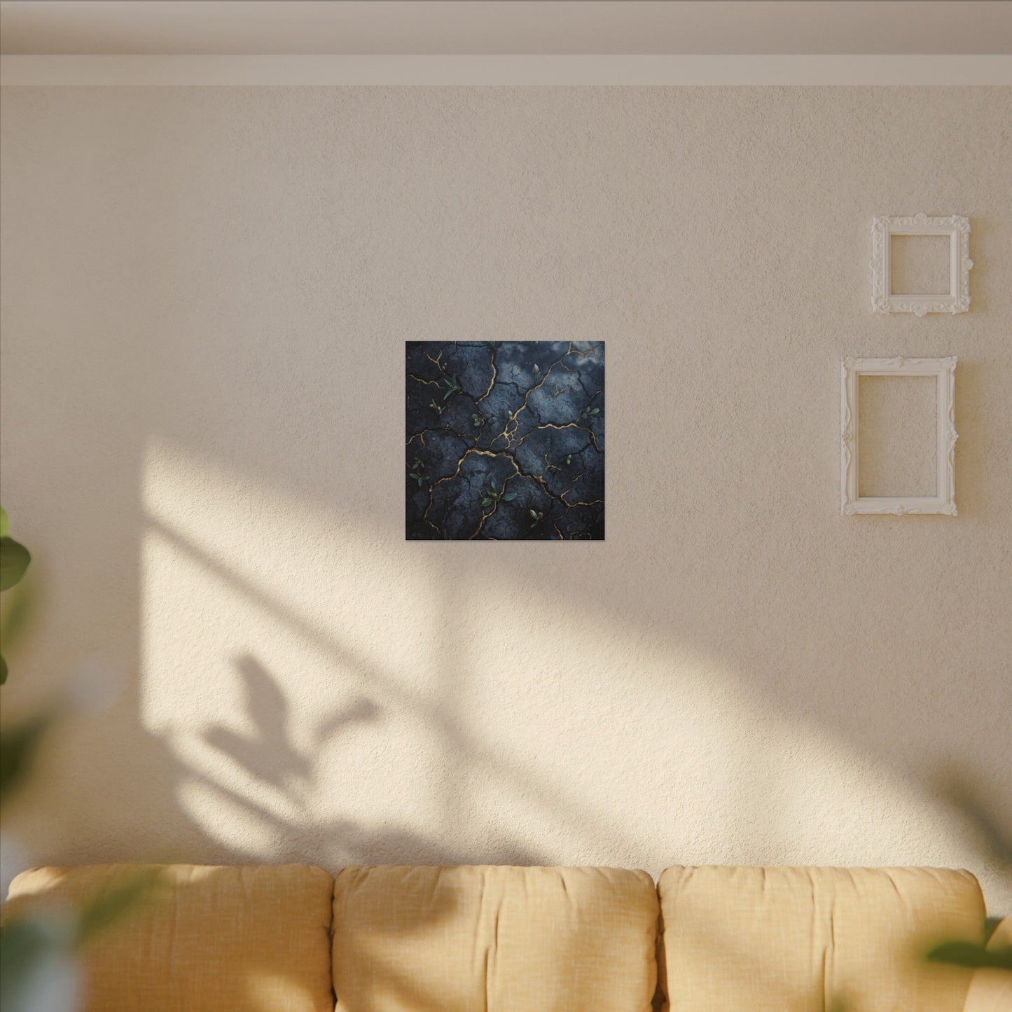 Cracked Earth Spring Canvas Art | Kintsugi Healing Design