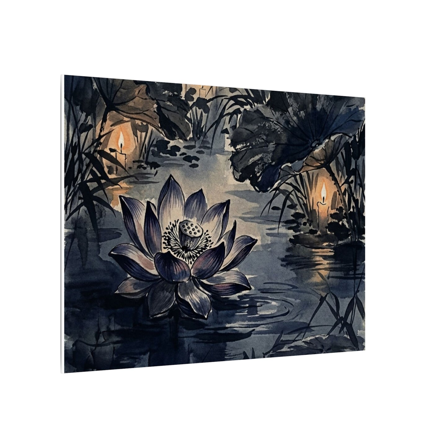 Fukinsei Lotus Flower Canvas Art - Zen Sumi E