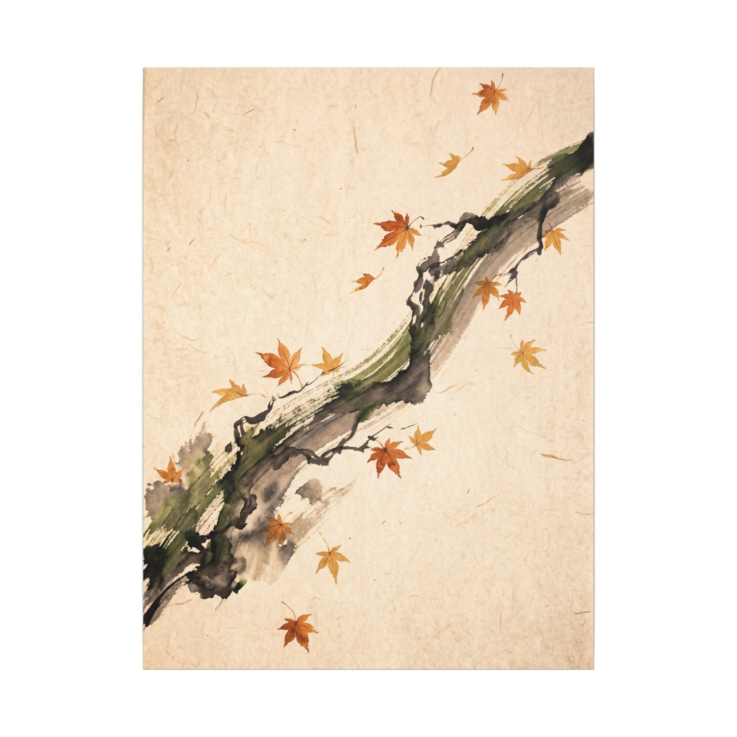 Ink Brushstroke Autumn Canvas Art | Zen Calm Design