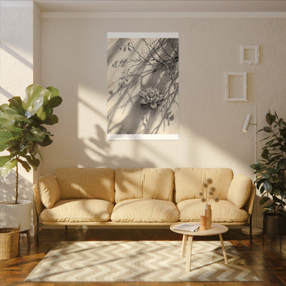 Winter Lotus Flower Sumi E Canvas Art | Contemplative Decor
