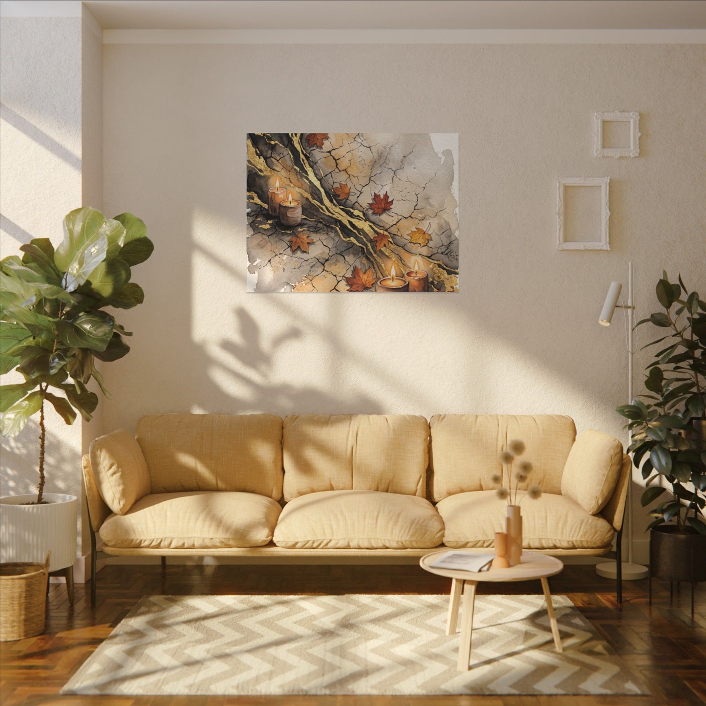 Cracked Earth Autumn Canvas Art | Japandi Warm Design