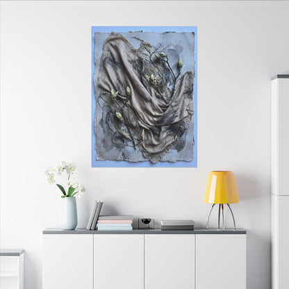 Japandi Silk Drape in Moonlight | Texture Canvas Art
