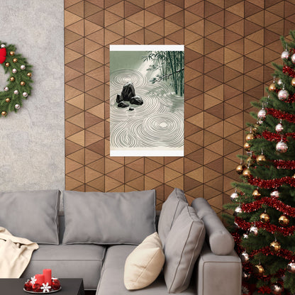 Winter Rock Garden Ukiyo E Inspired Wall Art Print | Calm Decor