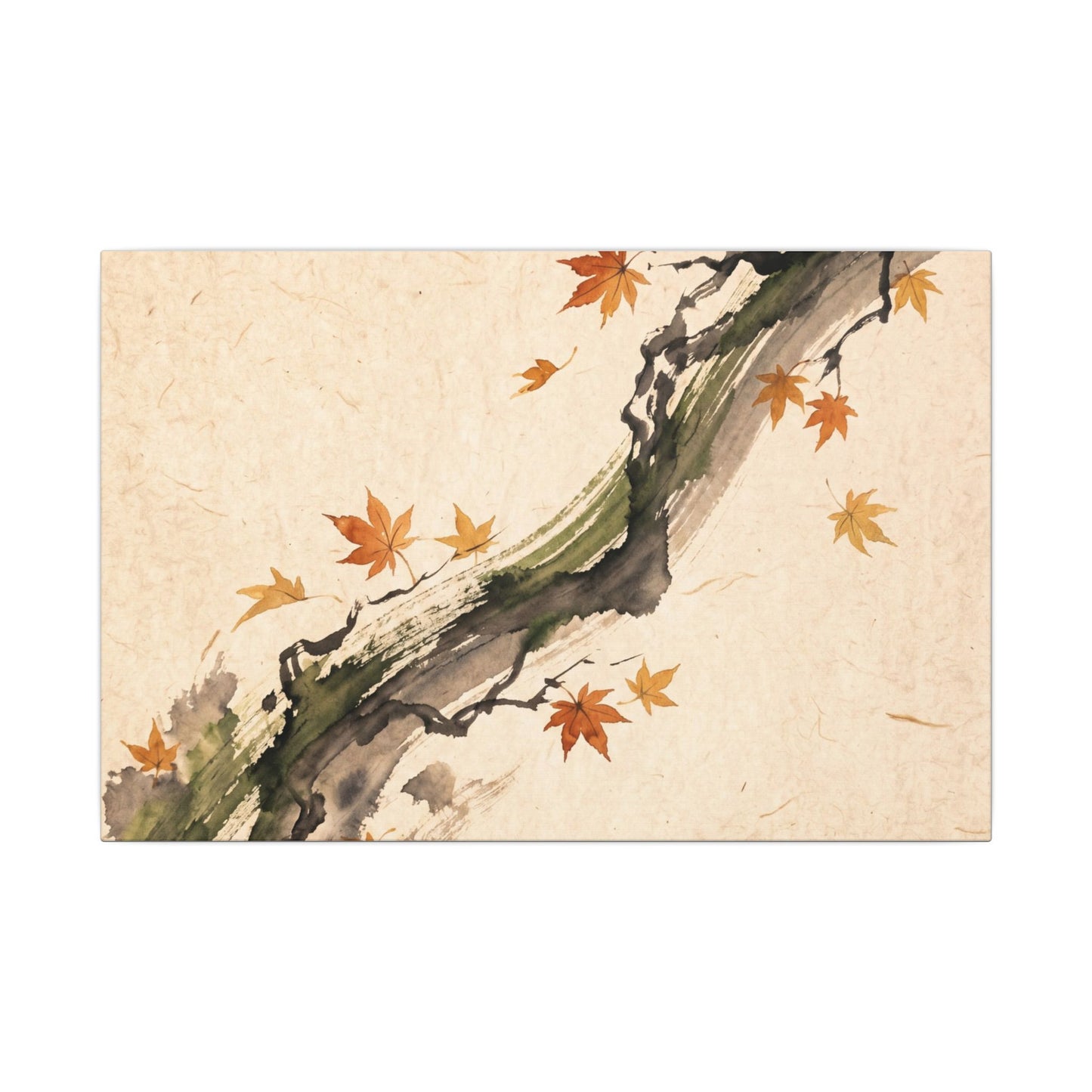 Ink Brushstroke Autumn Canvas Art | Zen Calm Design