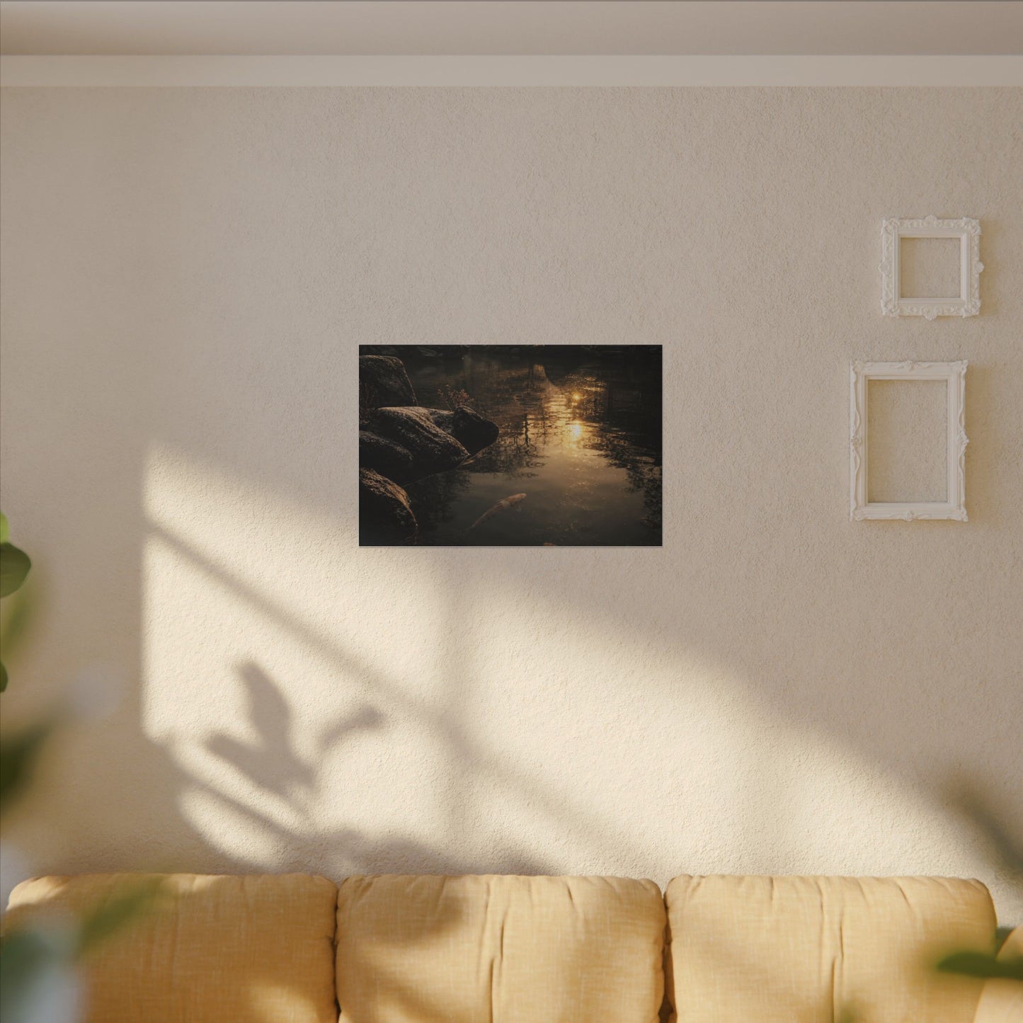 Winter Koi Pond Shadow Zen Canvas Art | Bold Decor