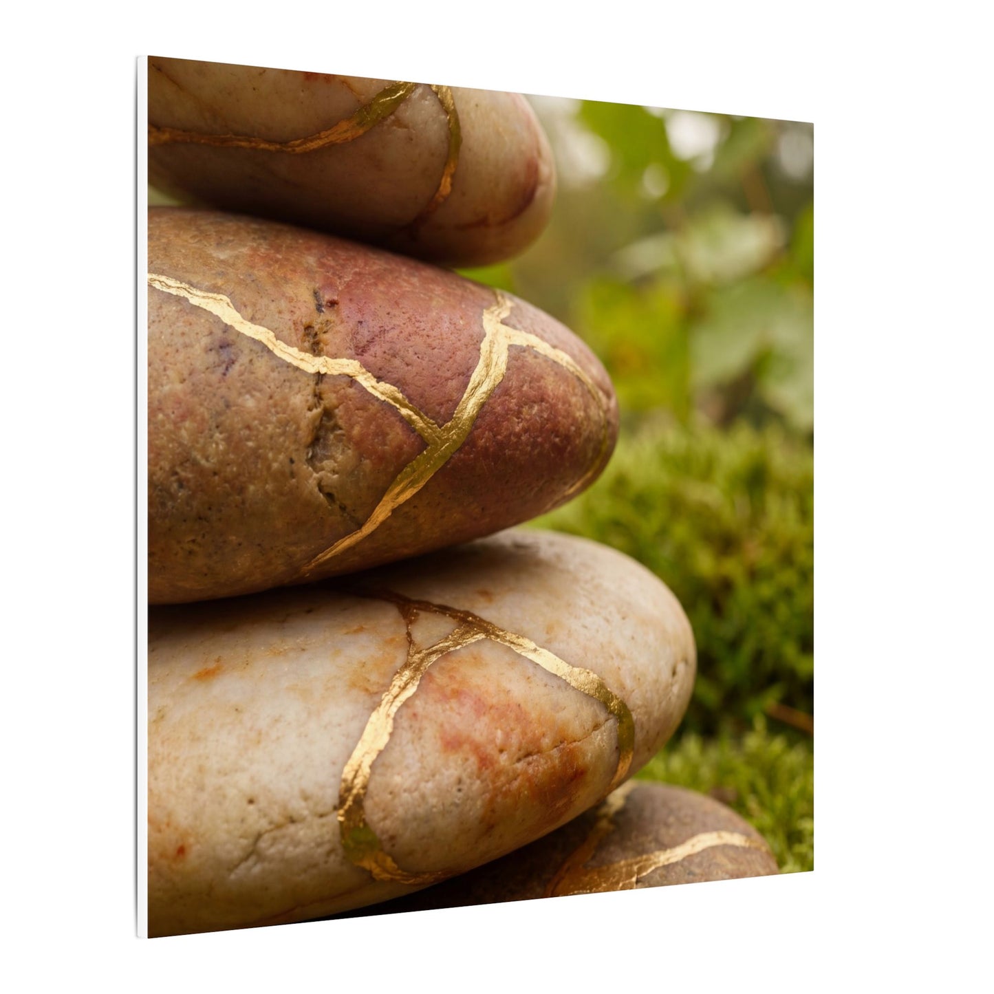 River Stones Summer Canvas Art | Kintsugi Healing Design