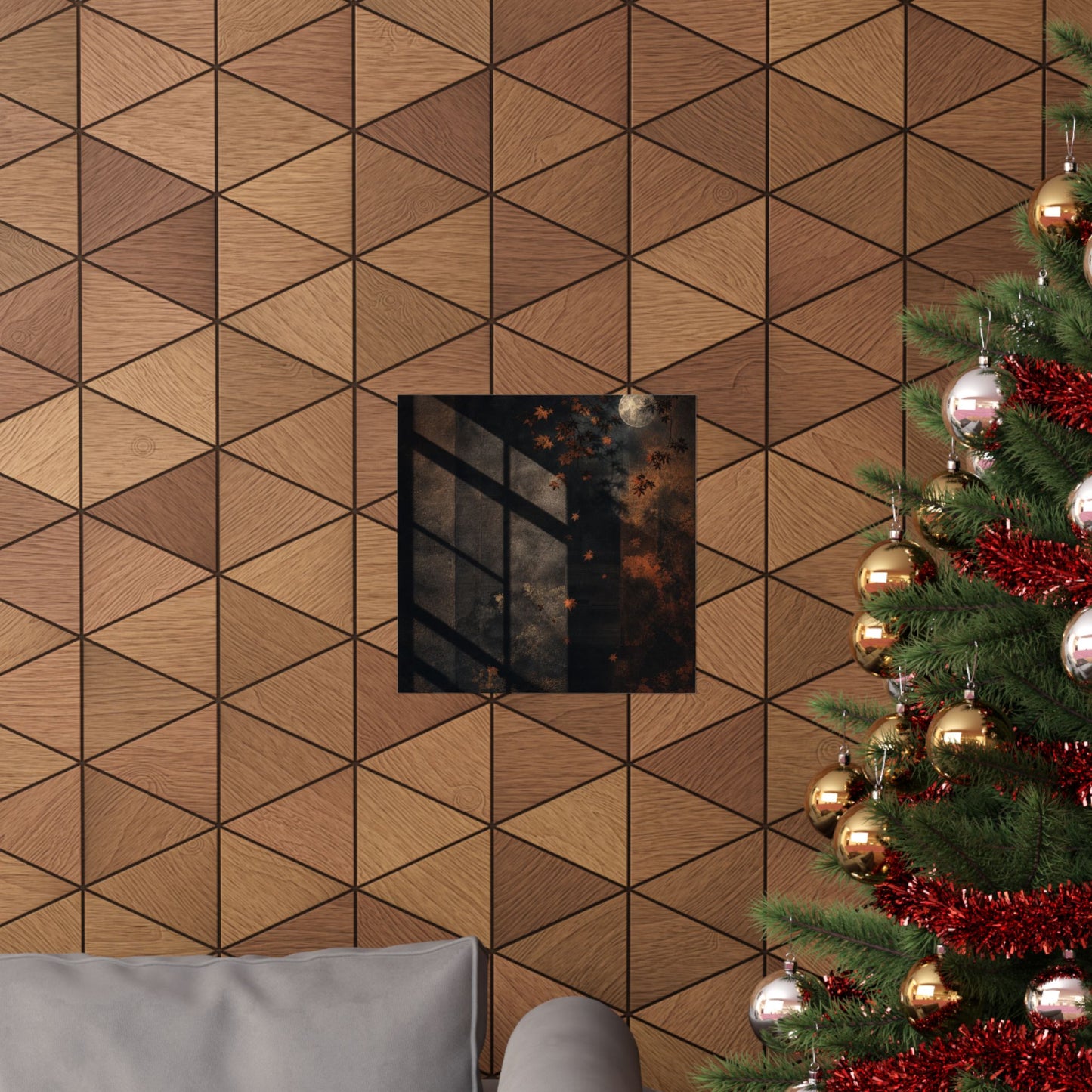 Shadow Play Autumn Wall Art Print | Dark Japandi Luxurious Design
