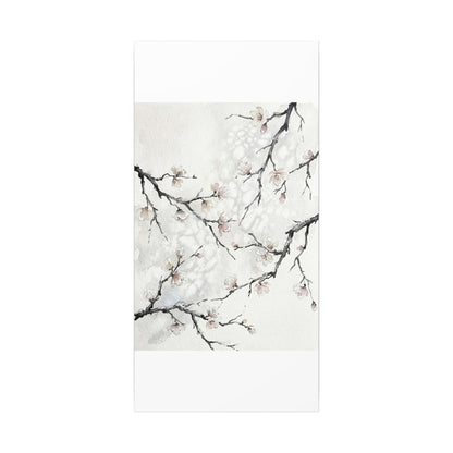 Cherry Blossom Canvas Art | Winter Japandi Watercolor Art