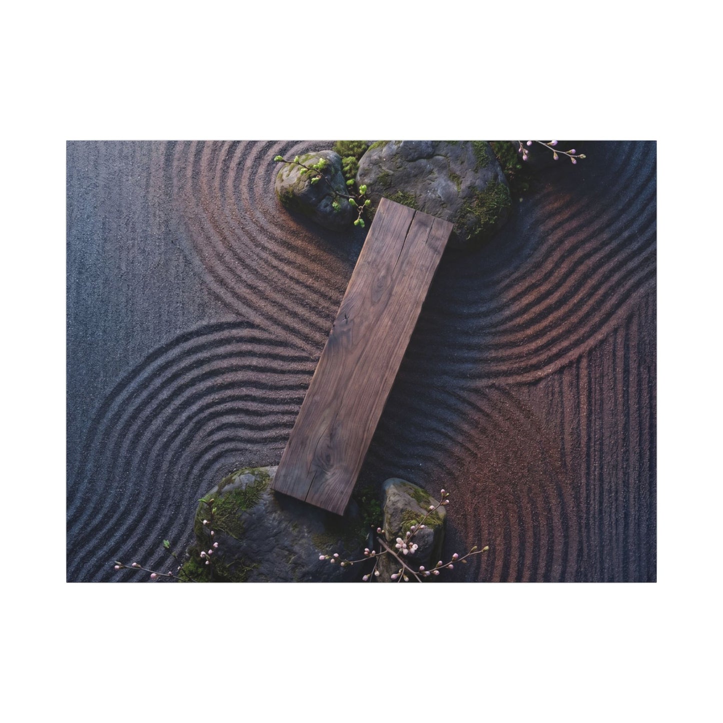 Spring Rock Garden Moody Minimal Canvas Art | Atmospheric Decor