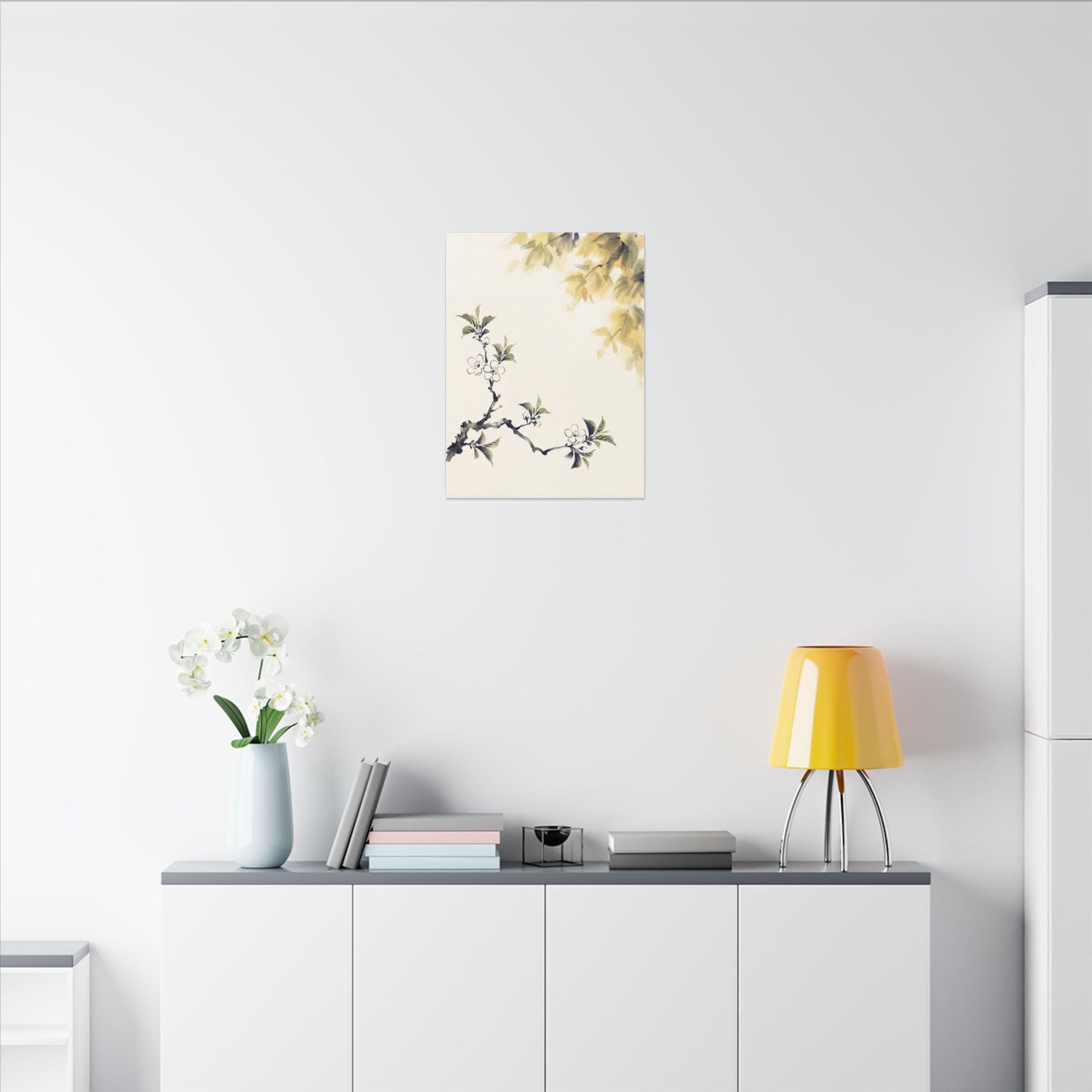 Kanso Cherry Blossom Canvas Art - Zen Sumi E